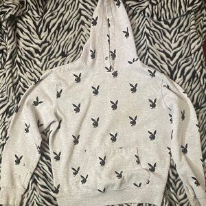 PLAYBOY Gray Hoodie with Black Bunny Motif
